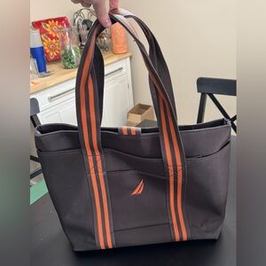 Nautica Gray and Orange Tote Bag